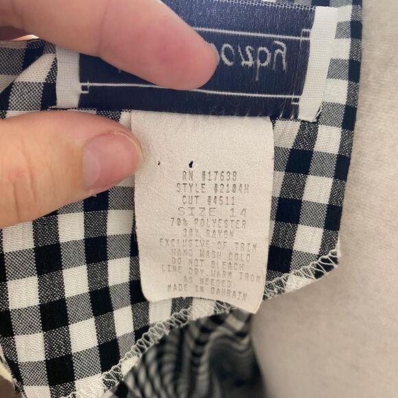 Vintage Made in USA Blue White Gingham Milkmaid Cottage Core Apron Midi Dress L - Picture 8 of 8